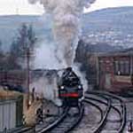 80002 leaving Keighley on a frosty day