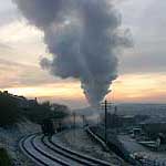 The last train of the day leaving Keighley. 80002 was making all the steam